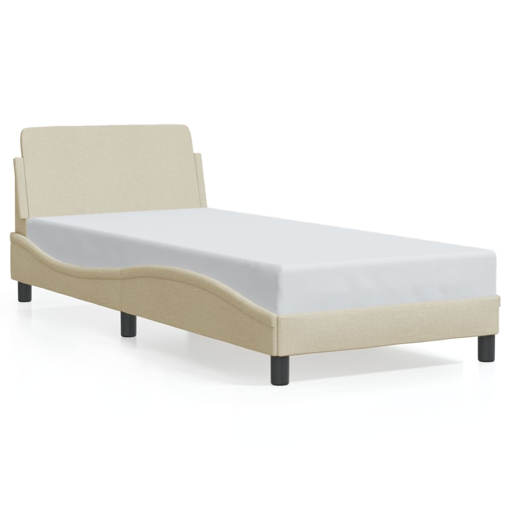 Giroletto con Testiera senza Materasso Crema 90x190 cm Tessuto