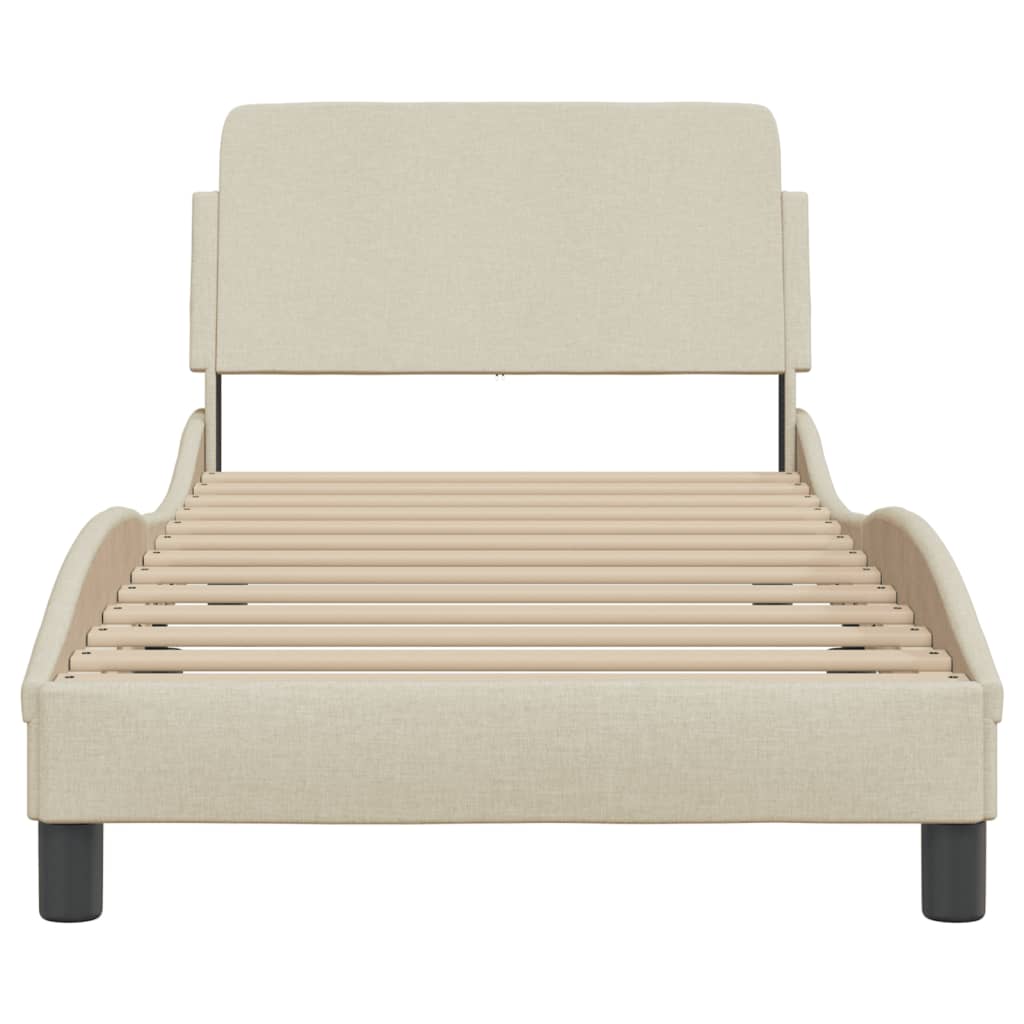 Giroletto con Testiera senza Materasso Crema 90x190 cm Tessuto