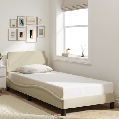Giroletto con Testiera senza Materasso Crema 90x190 cm Tessuto