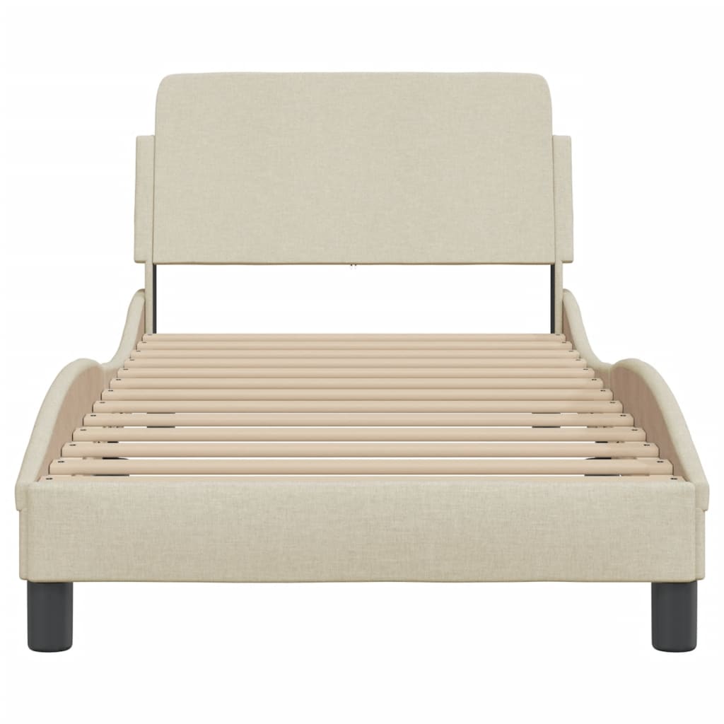 Giroletto con Testiera senza Materasso Crema 90x200 cm Tessuto