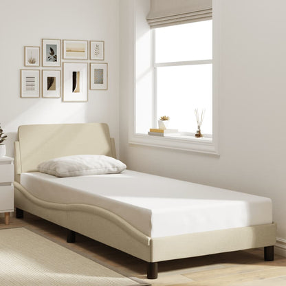 Giroletto con Testiera senza Materasso Crema 90x200 cm Tessuto