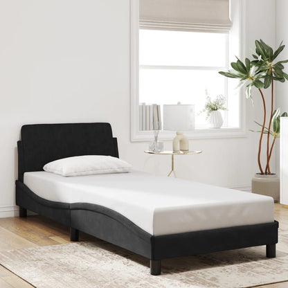 Giroletto con Testiera senza Materasso Nero 90x200 cm Velluto