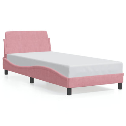 Giroletto con Testiera senza Materasso Rosa 90x200 cm Velluto