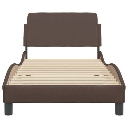 Giroletto con Testiera Marrone 90x200 cm in Similpelle