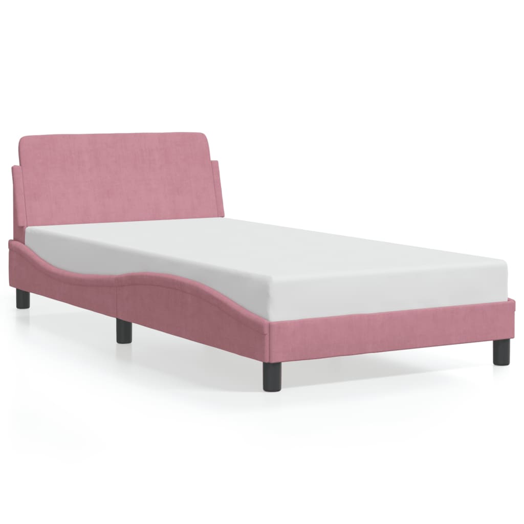 Giroletto con Testiera senza Materasso Rosa 100x200 cm Velluto