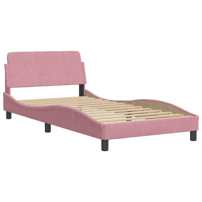 Giroletto con Testiera senza Materasso Rosa 100x200 cm Velluto