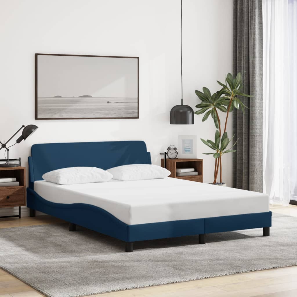 Giroletto con Testiera senza Materasso Blu 120x200 cm Tessuto