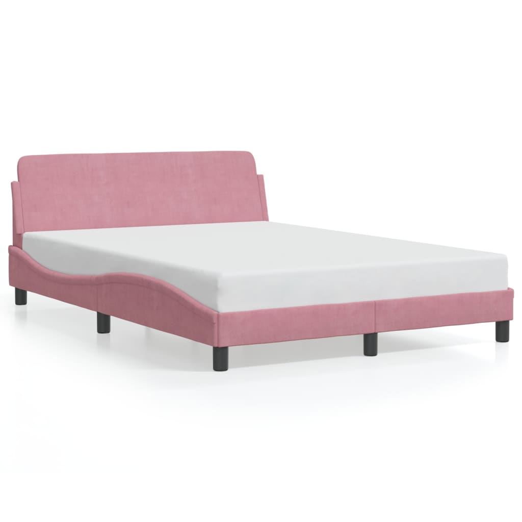 Giroletto con Testiera senza Materasso Rosa 120x200 cm Velluto
