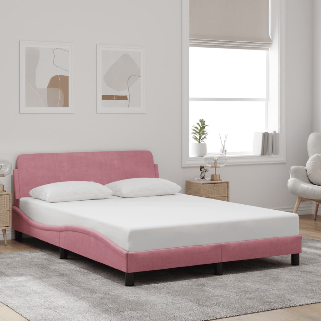 Giroletto con Testiera senza Materasso Rosa 120x200 cm Velluto