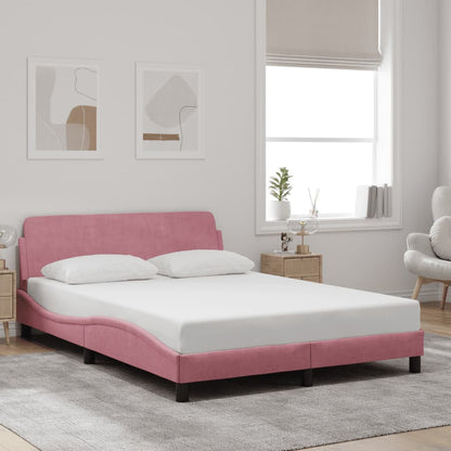 Giroletto con Testiera senza Materasso Rosa 120x200 cm Velluto