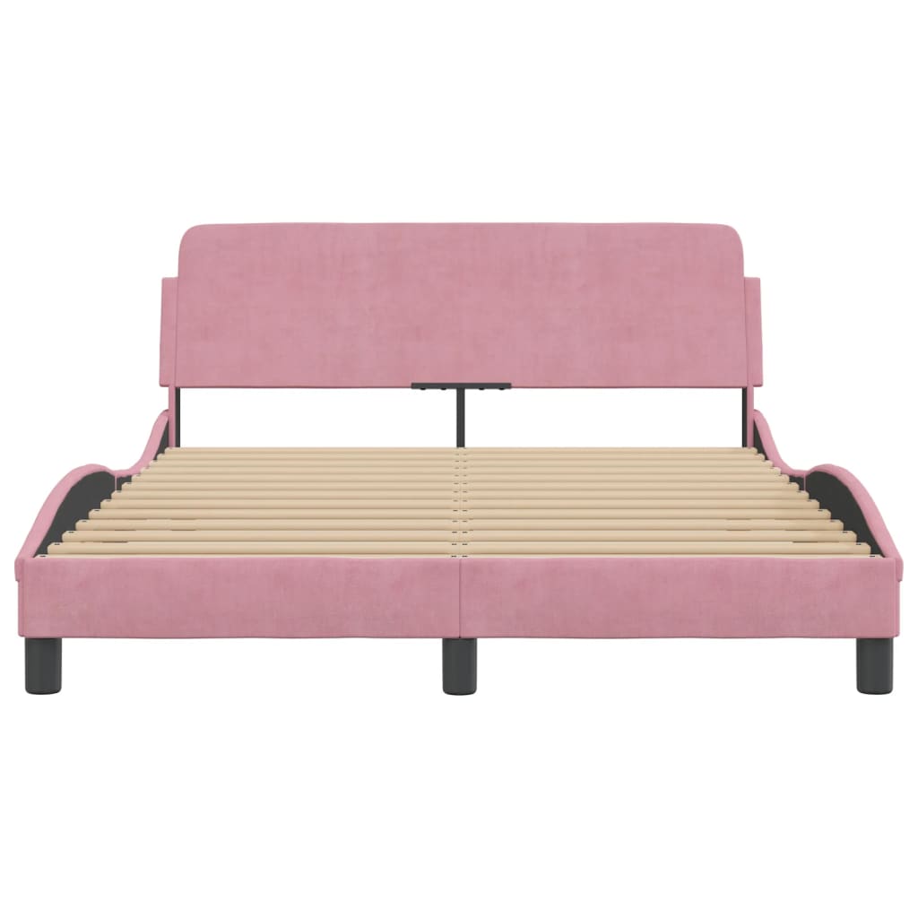 Giroletto con Testiera senza Materasso Rosa 140x190 cm Velluto