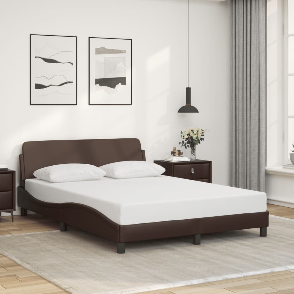 Giroletto con Testiera Marrone 140x190 cm in Similpelle