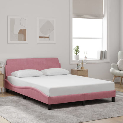 Giroletto con Testiera senza Materasso Rosa 140x200 cm Velluto