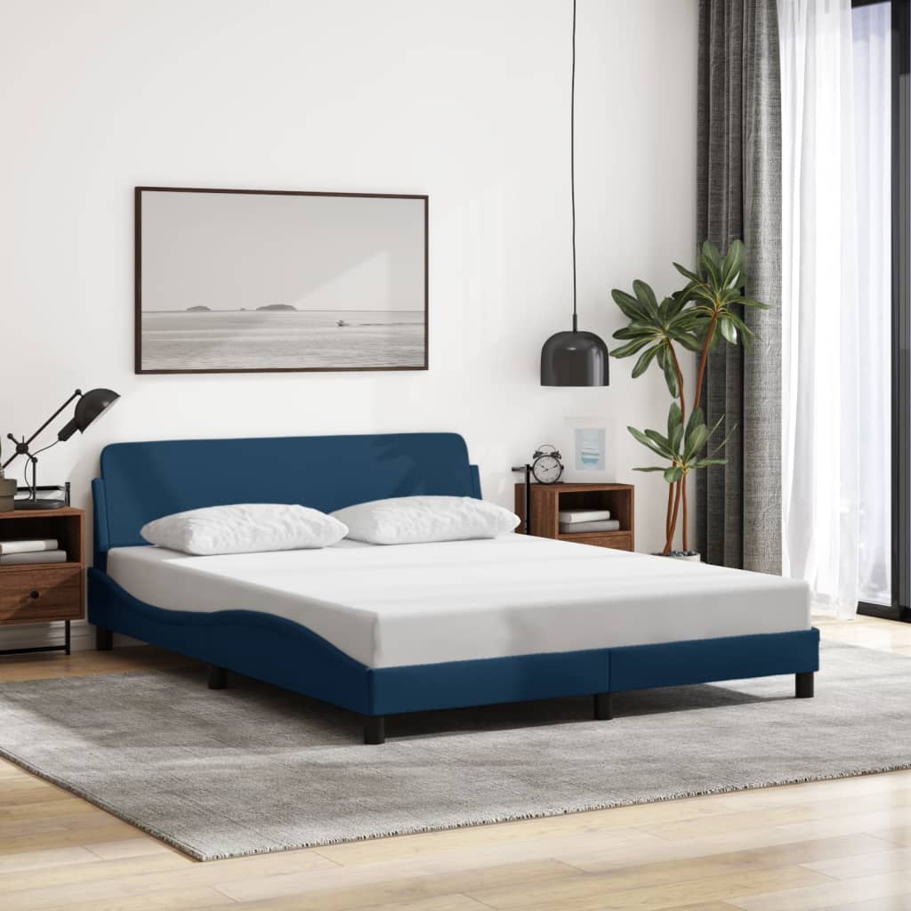 Giroletto con Testiera senza Materasso Blu 160x200 cm Tessuto