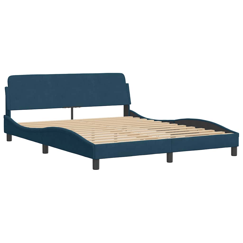 Giroletto con Testiera Dover Blu 160x200 cm in Velluto