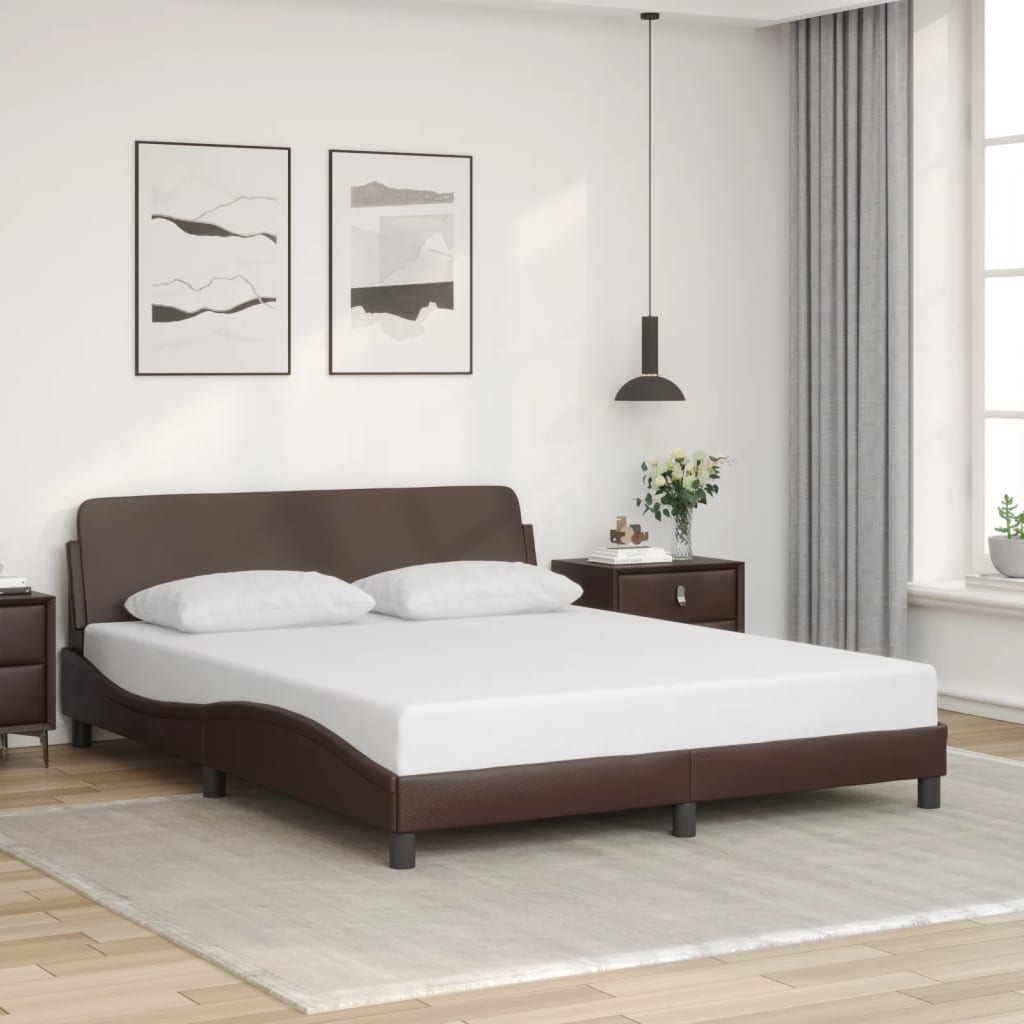 Giroletto con Testiera Marrone 160x200 cm in Similpelle