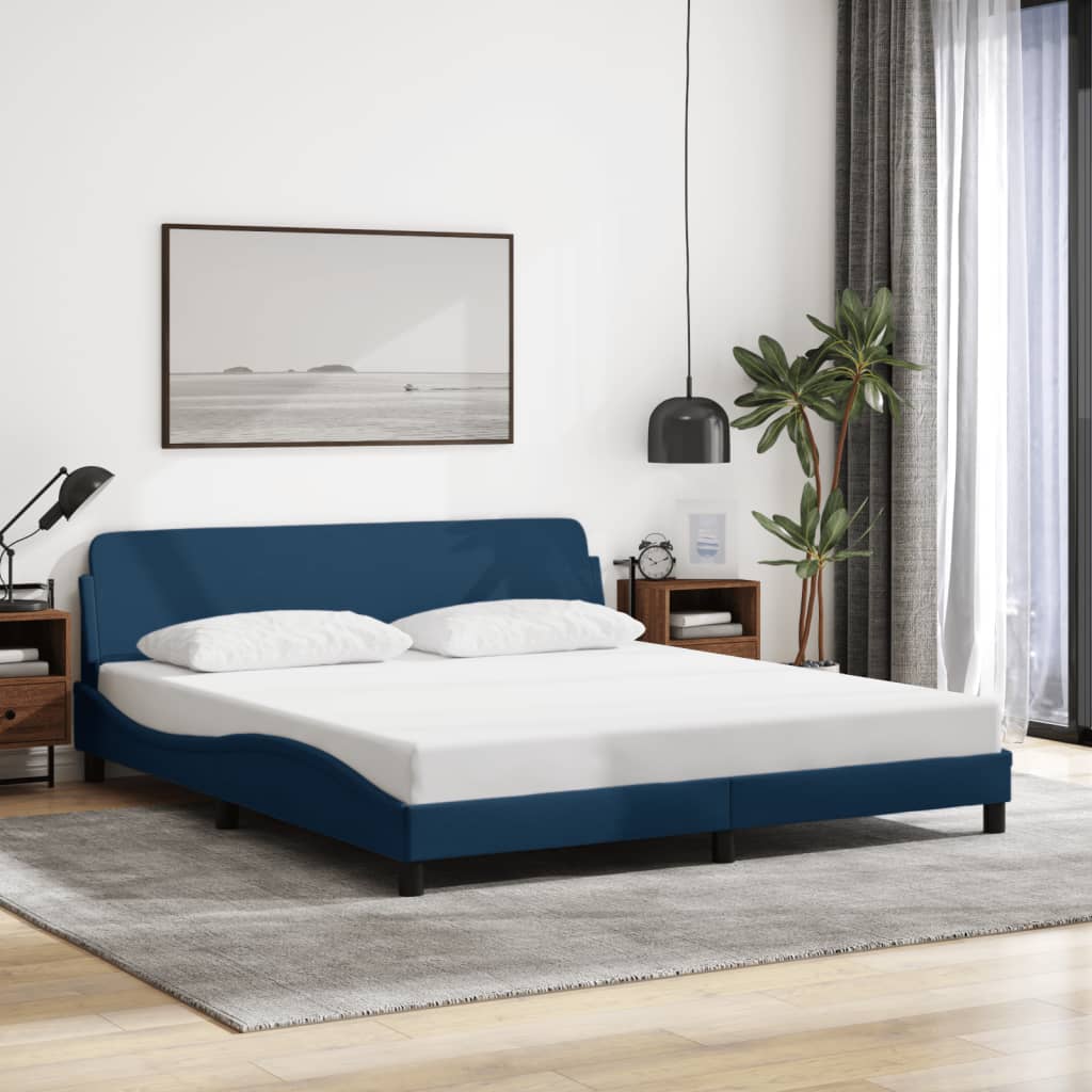 Giroletto con Testiera senza Materasso Blu 180x200 cm Tessuto