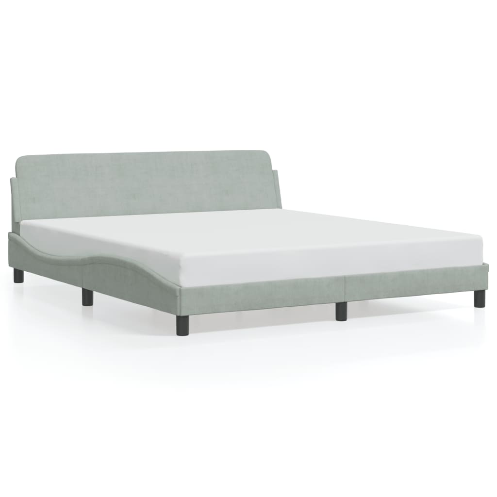 Giroletto senza Materasso Grigio Chiaro 180x200 cm Velluto