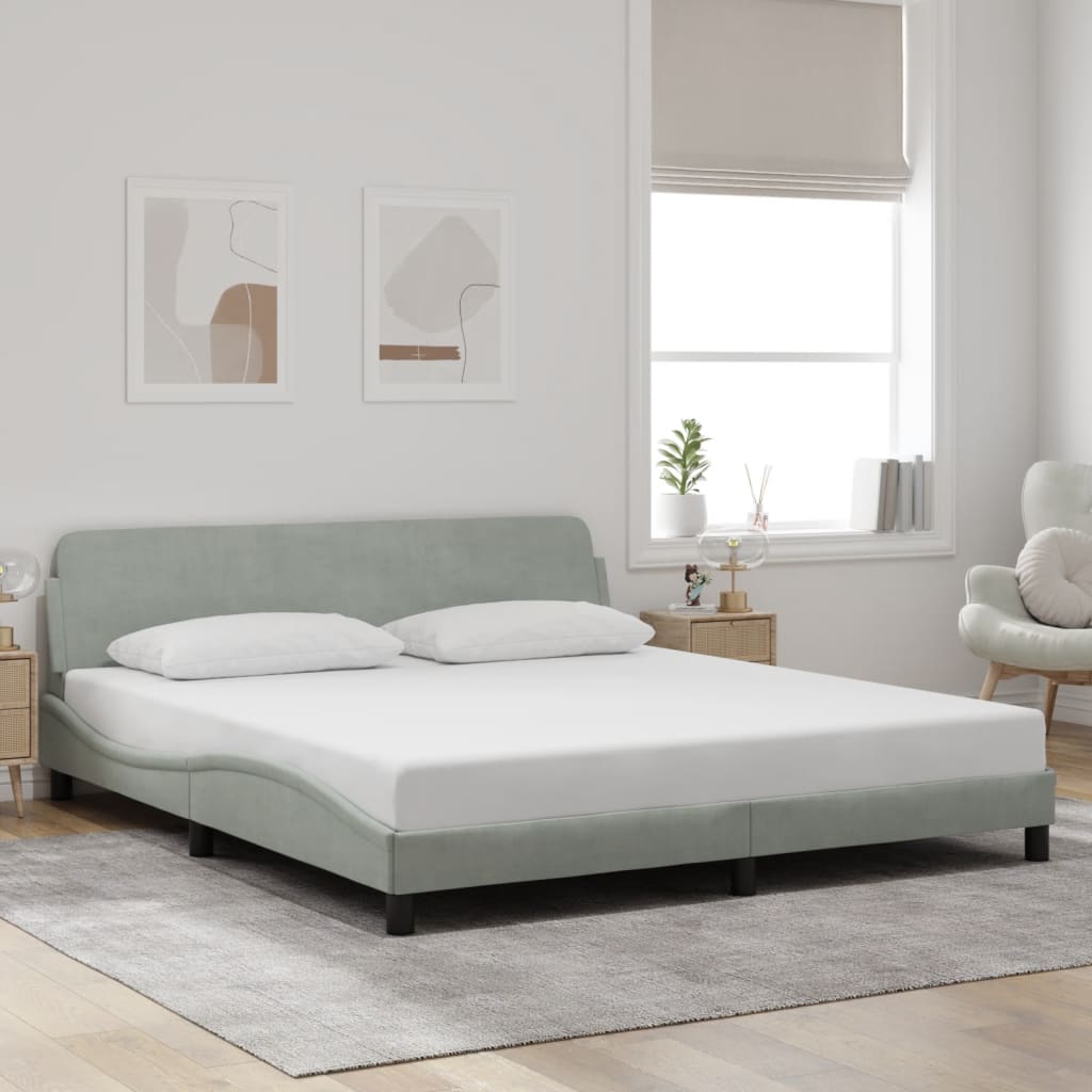 Giroletto senza Materasso Grigio Chiaro 180x200 cm Velluto