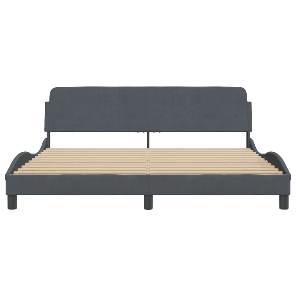 Giroletto senza Materasso Grigio Scuro 180x200 cm Velluto