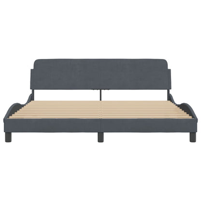 Giroletto senza Materasso Grigio Scuro 180x200 cm Velluto