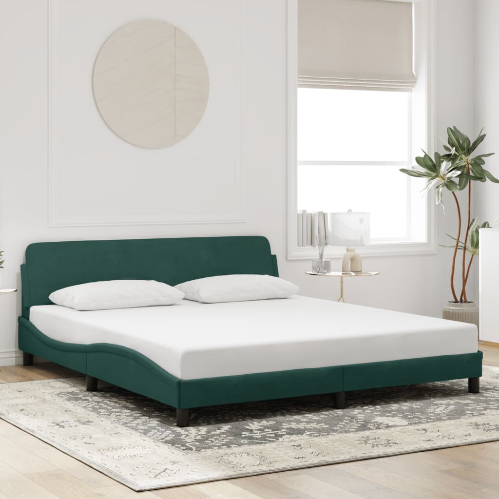 Giroletto senza Materasso Verde Scuro 180x200 cm in Velluto