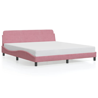Giroletto con Testiera senza Materasso Rosa 180x200 cm Velluto