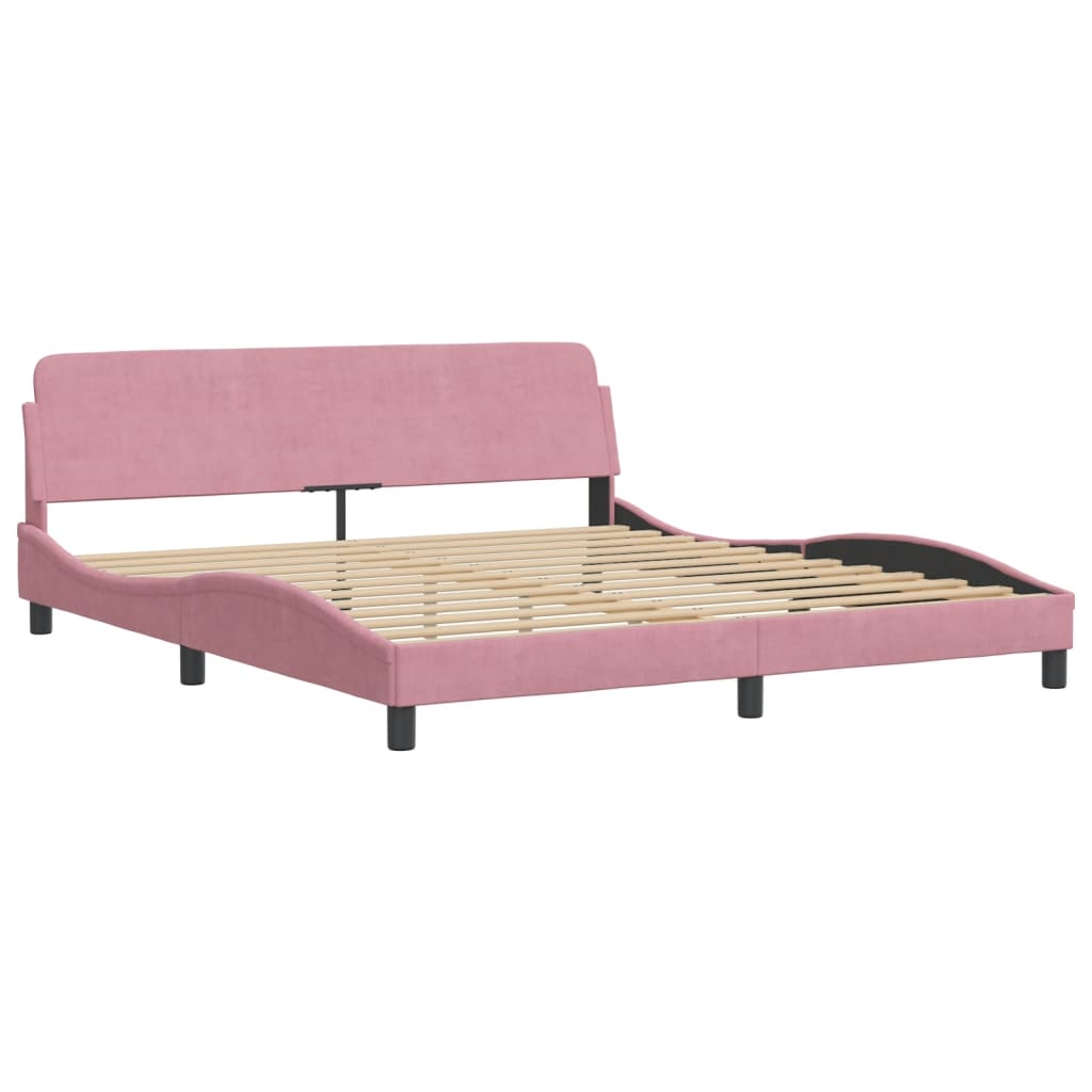 Giroletto con Testiera senza Materasso Rosa 180x200 cm Velluto