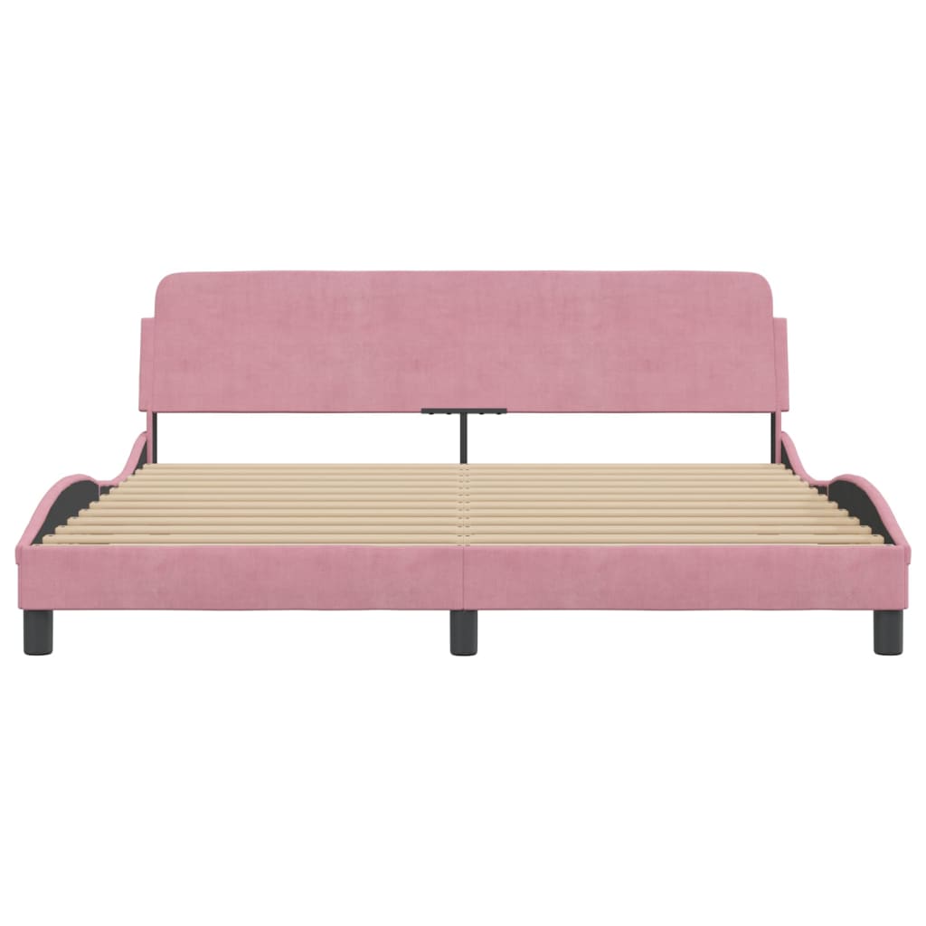 Giroletto con Testiera senza Materasso Rosa 180x200 cm Velluto