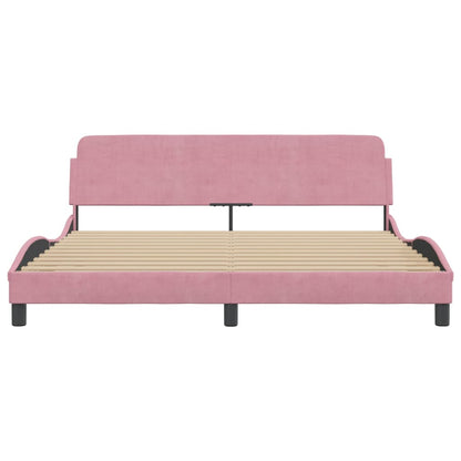 Giroletto con Testiera senza Materasso Rosa 180x200 cm Velluto