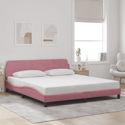 Giroletto con Testiera senza Materasso Rosa 180x200 cm Velluto