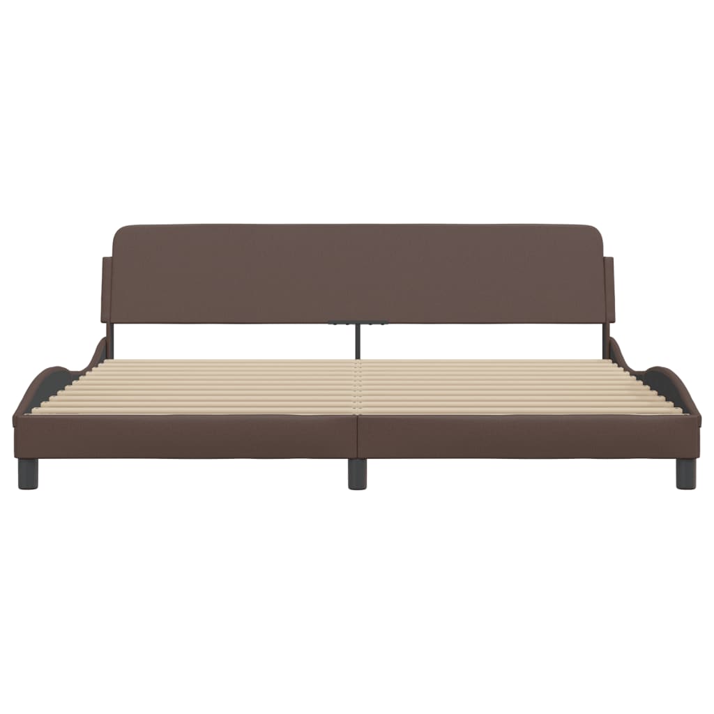 Giroletto con Testiera Marrone 200x200 cm in Similpelle
