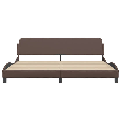 Giroletto con Testiera Marrone 200x200 cm in Similpelle