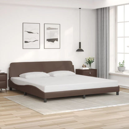 Giroletto con Testiera Marrone 200x200 cm in Similpelle