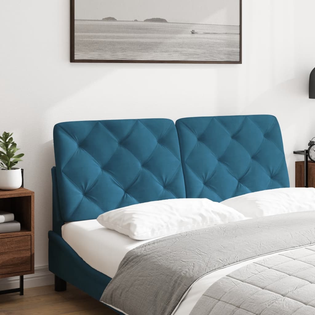 Cuscino Testiera Blu 120 cm in Velluto
