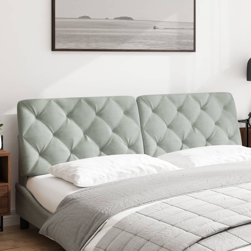 Cuscino Testiera Grigio Chiaro 183 cm in Velluto