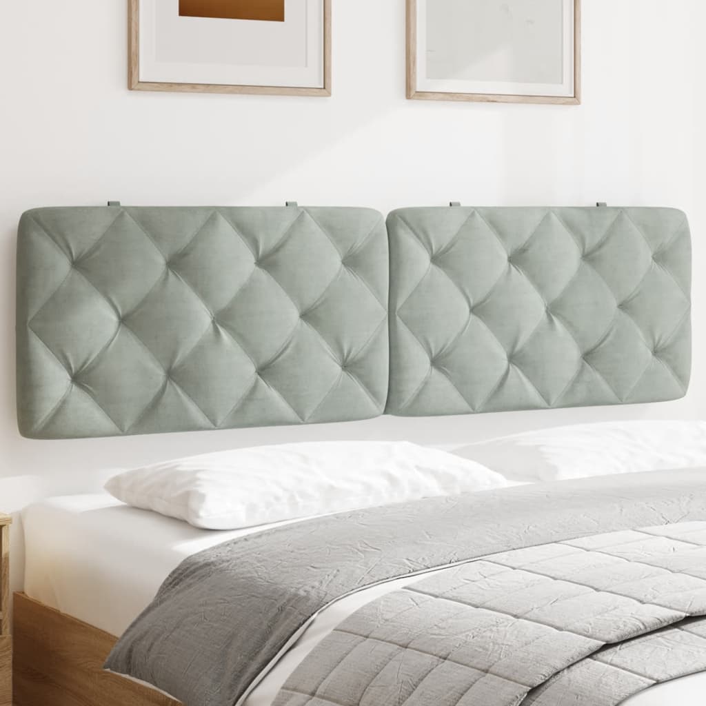 Cuscino Testiera Grigio Chiaro 183 cm in Velluto