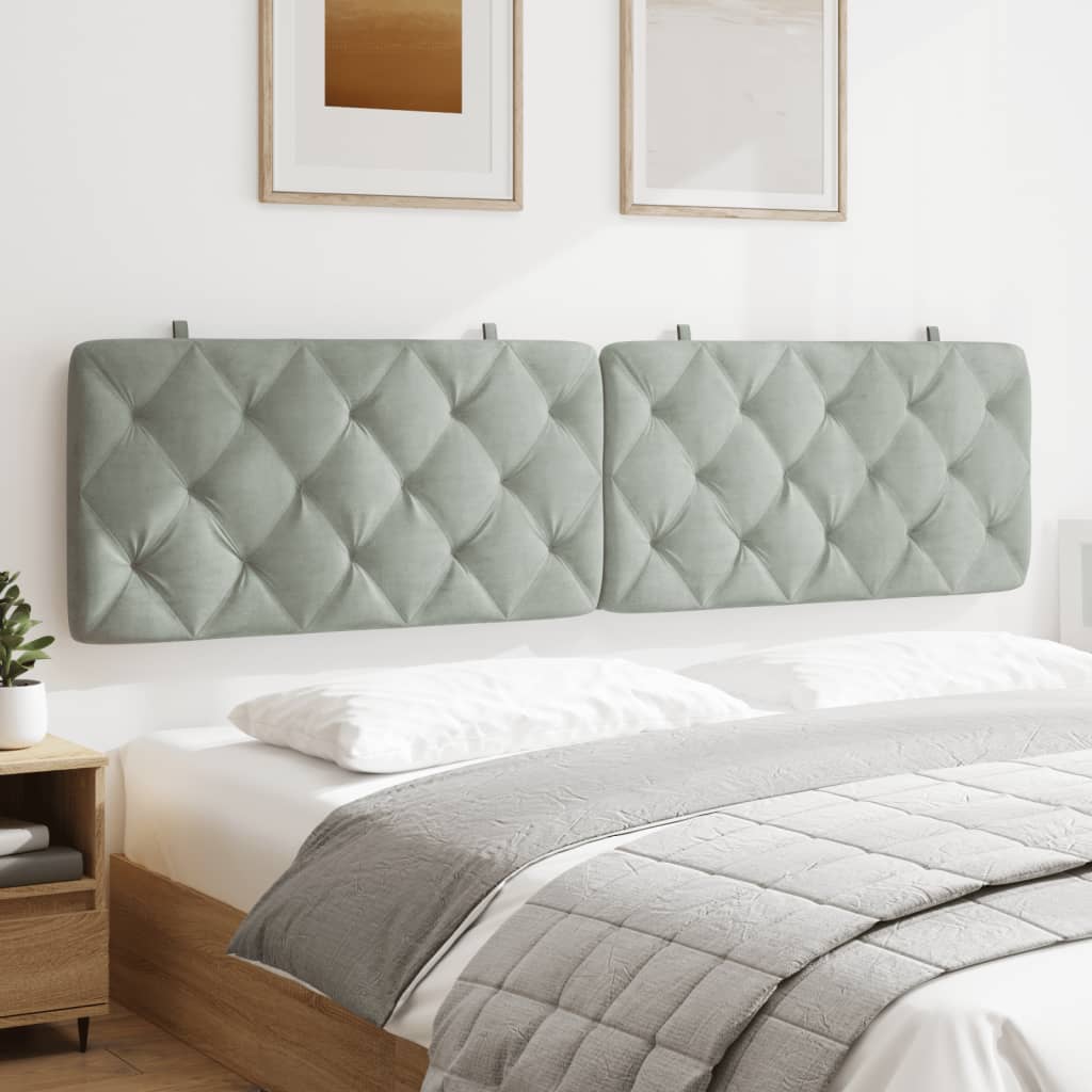 Cuscino Testiera Grigio Chiaro 193 cm in Velluto