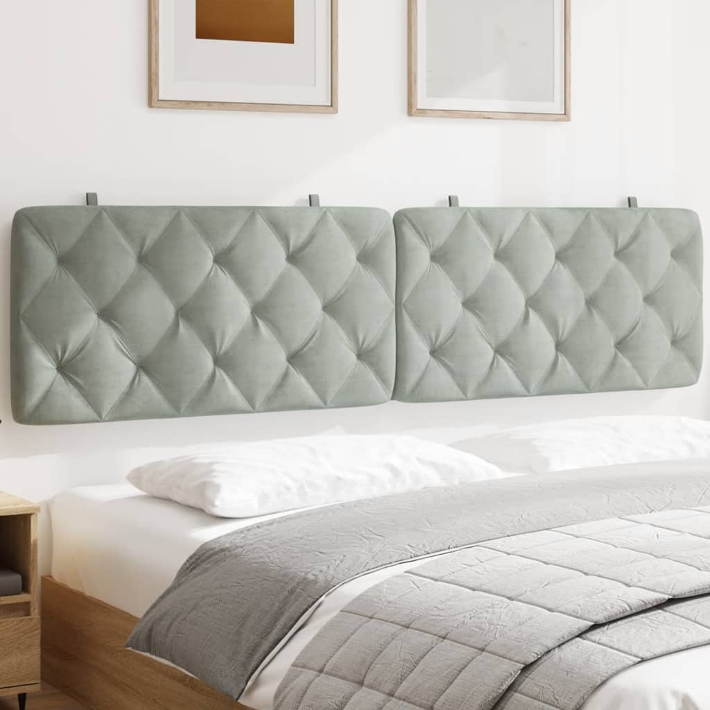 Cuscino Testiera Grigio Chiaro 193 cm in Velluto