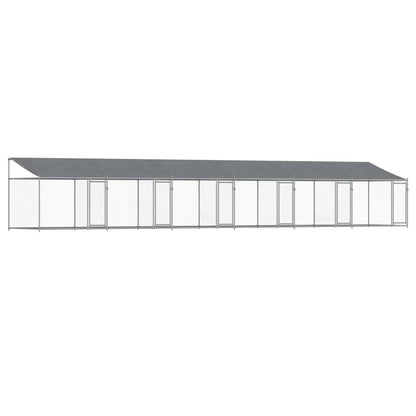 Gabbia Cani con Tetto e Porte Grigia 12x2x2 m Acciaio Zincato
