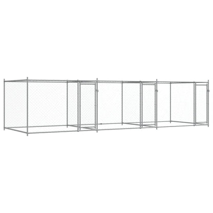Gabbia per Cani con Porte Grigia 6x2x1,5 m in Acciaio Zincato