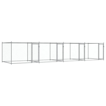 Gabbia per Cani con Porte Grigia 8x2x1,5 m in Acciaio Zincato