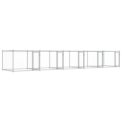 Gabbia per Cani con Porte Grigia 10x2x1,5 m in Acciaio Zincato