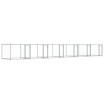 Gabbia per Cani con Porte Grigia 12x2x1,5 m in Acciaio Zincato