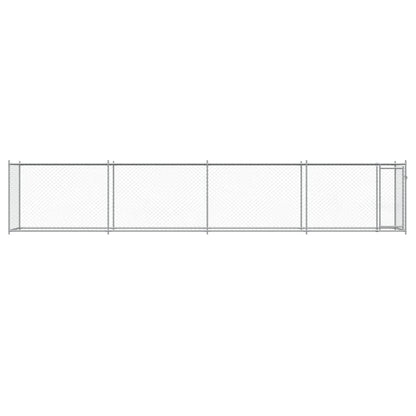 Gabbia per Cani con Porta Grigia 8x2x1,5 m in Acciaio Zincato