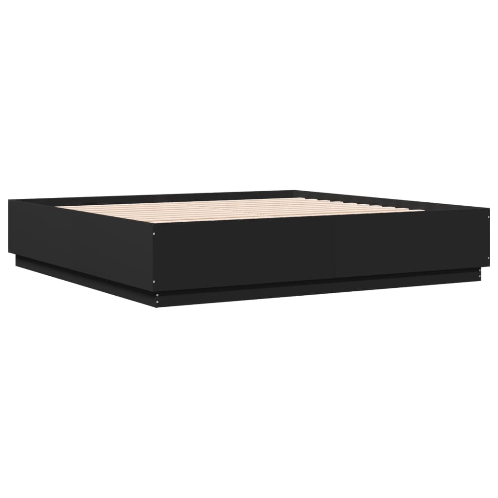 Giroletto con Luci LED Nero 200x200 cm in Legno Multistrato