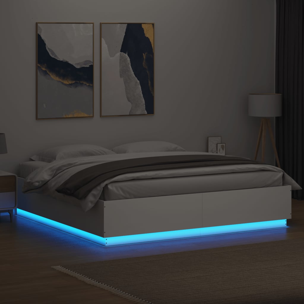 Giroletto con LED senza Materasso Bianco 180x200 cm