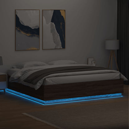 Giroletto Luci LED Rovere Marrone 180x200 cm Legno Multistrato