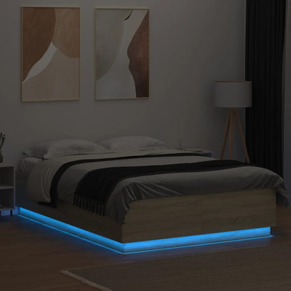Giroletto Luci LED Rovere Sonoma 160x200 cm Legno Multistrato