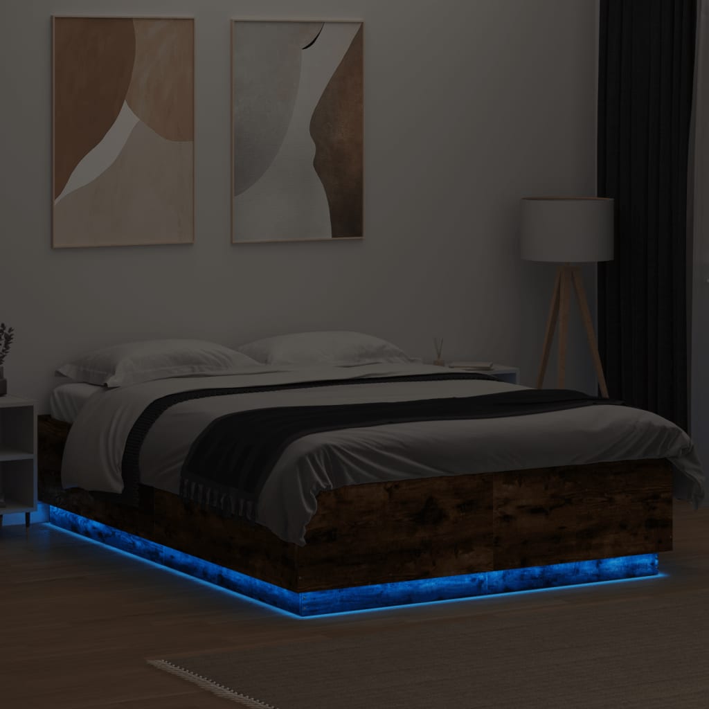 Giroletto con Luci LED Rovere Fumo 150x200 cm Legno Multistrato